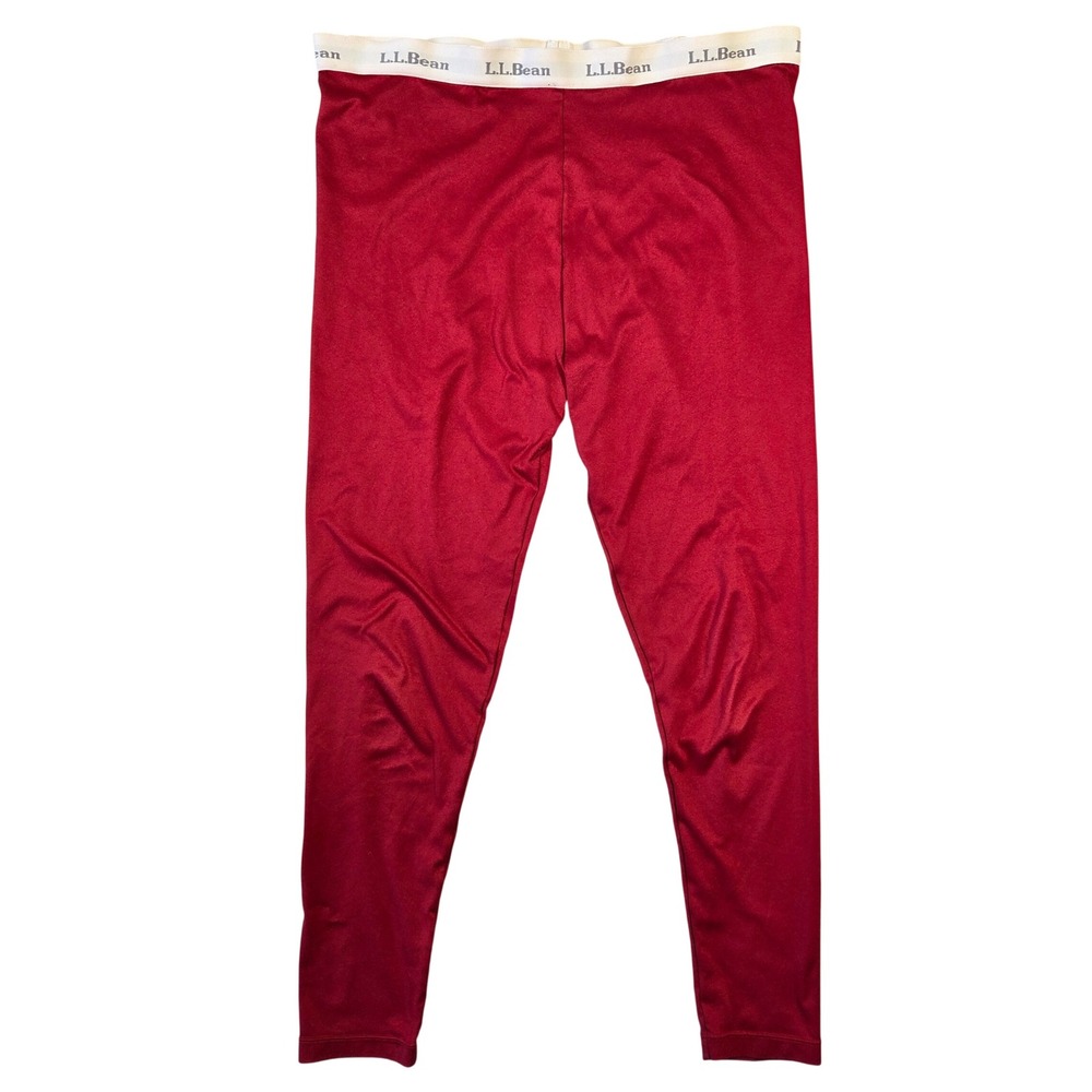 LL Bean Mens Red Base Layer Leggings Polyester Tights Size M Outdoors Layering